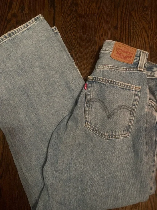 Levi's Light Blue Wide-Leg Distressed Jeans - Picture 2 of 4